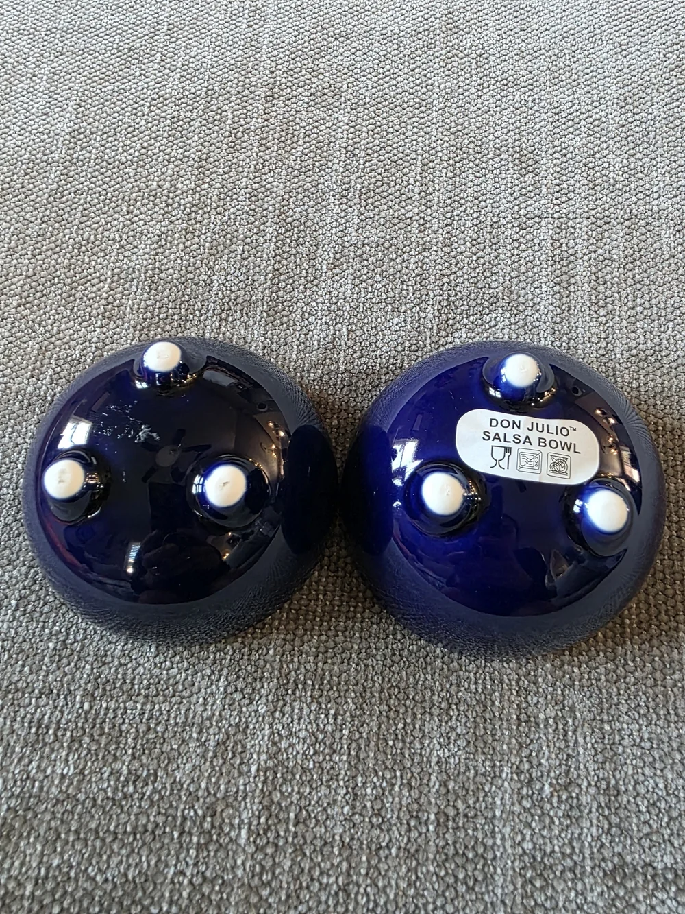 Don Julio Tequila Ceramic Salsa Bowls Set of 2 Blue White Footed